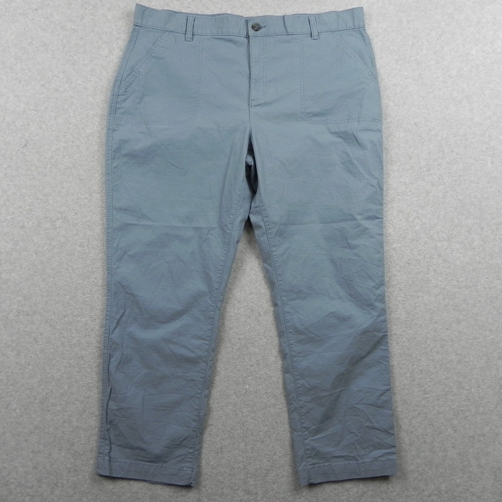 Eddie Bauer Pants Womens 16 Ripstop Cropped Chino Casual Stretch Flat Front Blue